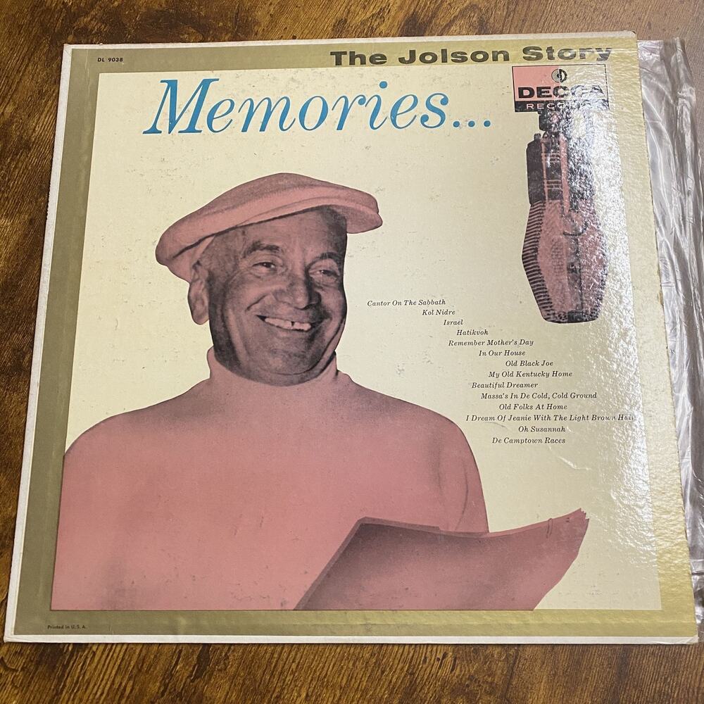 Vintage 1958 Al Jolson - The Jolson Story MEMORIES (Vinyl LP 12" DECCA) Jazz